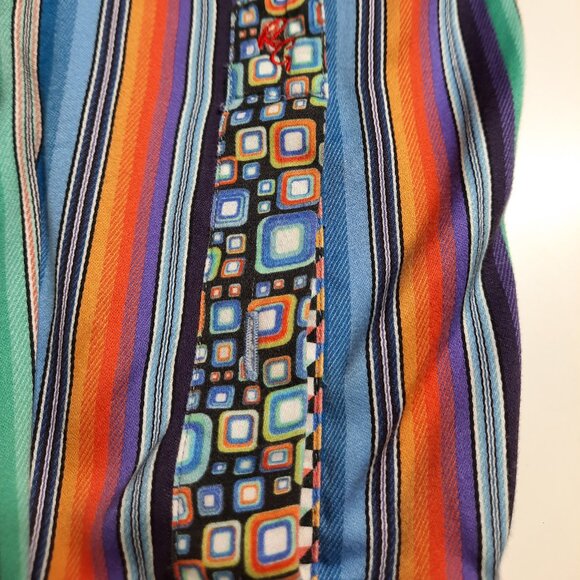 Robert Graham Dress Shirt Multicolor Stripe Geometric Flip Cuff Embroidery Large - Picture 3 of 15